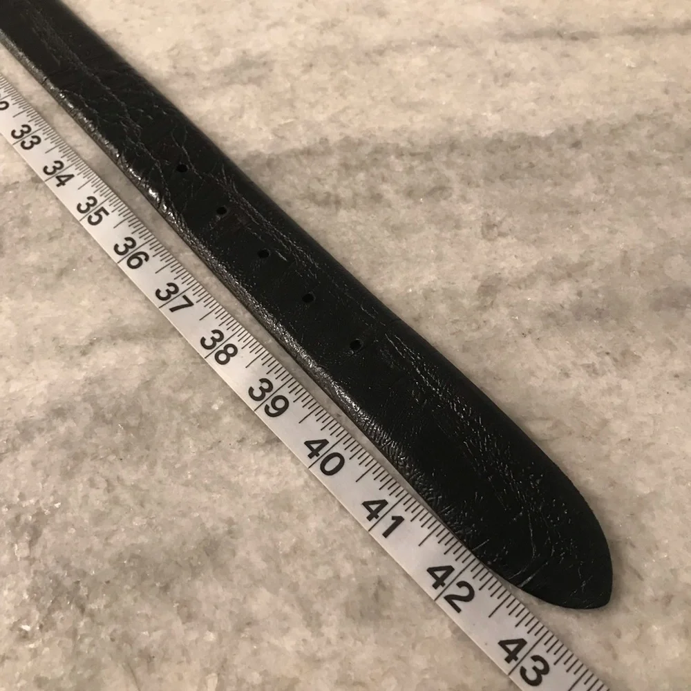 Mens Belt Size 38 Black Italian Leather Classic Minimalist Business‎ Preppy